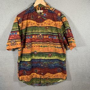 The Territory Ahead Shirt Mens Size L Tall Hawaiian Button Tropical Multicolor